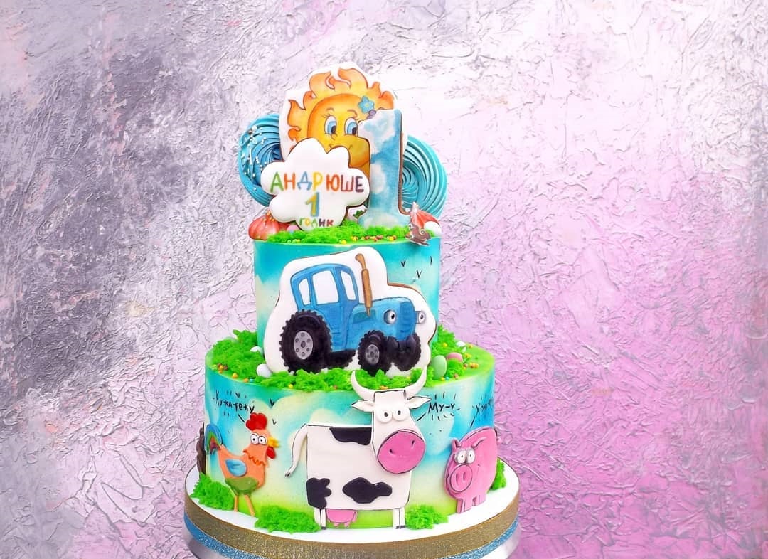 Большой торт на 1 год для мальчика