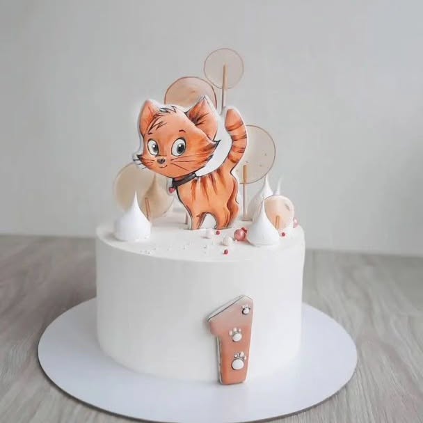 Торт на год с котиком