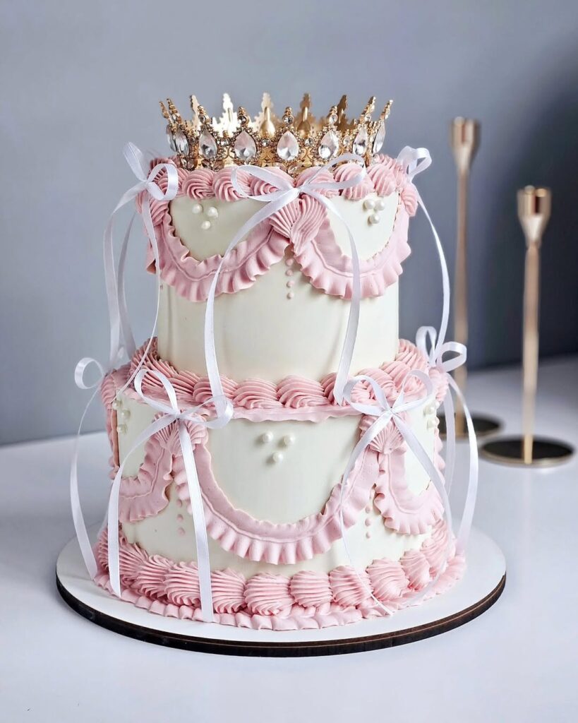 Торт для девочки украшенный короной