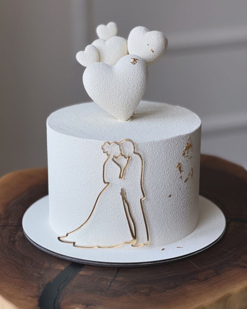 Свадебный торт с силуэтом жениха и невесты